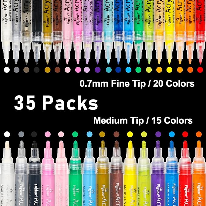 NAWOD 35 Premium Acrylic Paint Marker Pens, Double