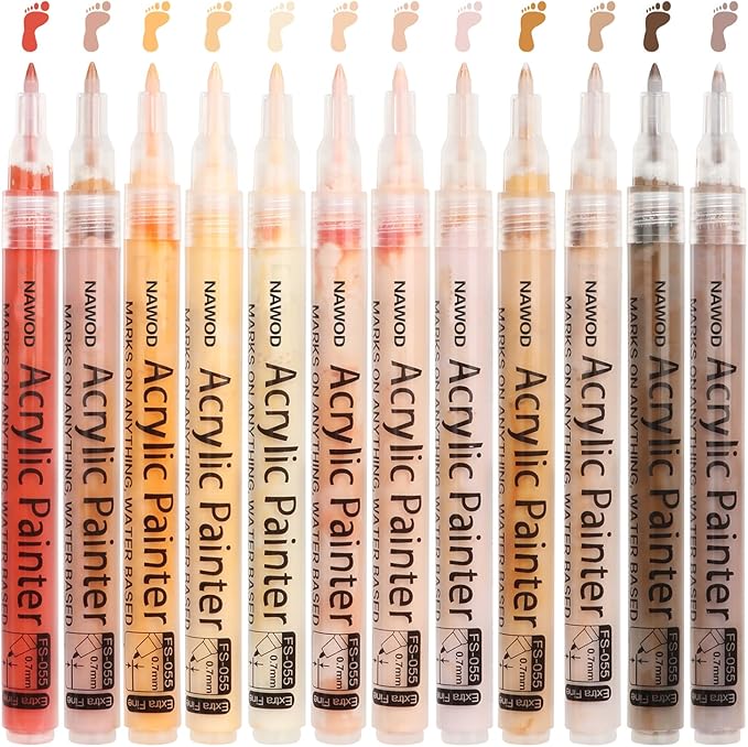 NAWOD Skin Tones Art Markers, Acrylic Paint Pens